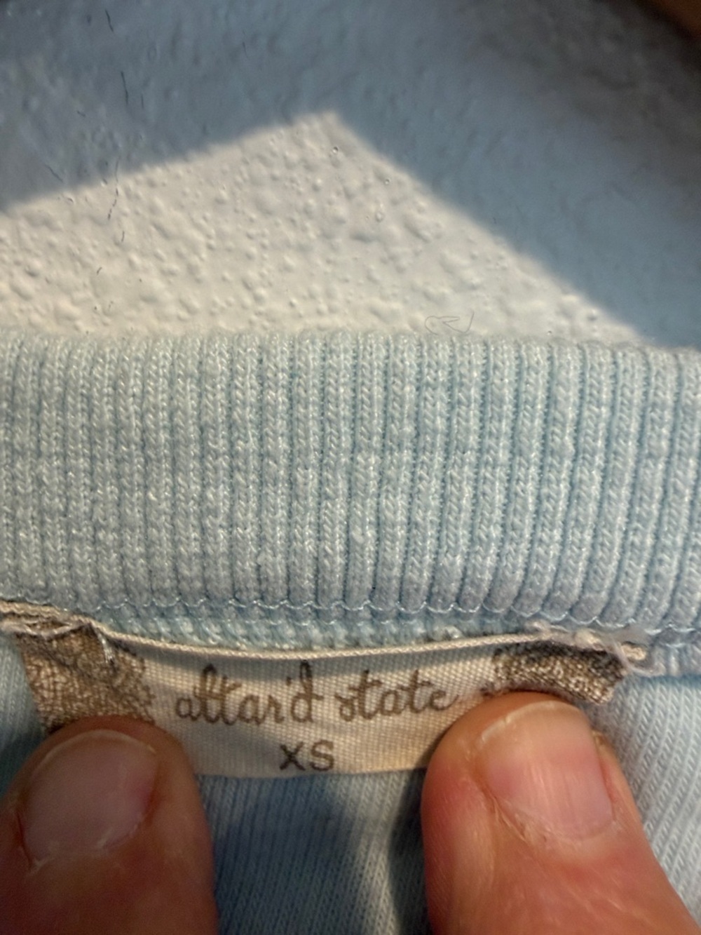 Altar'd State Light Blue Floral Appliqué Crop Sweatshirt - Picture 3 of 4